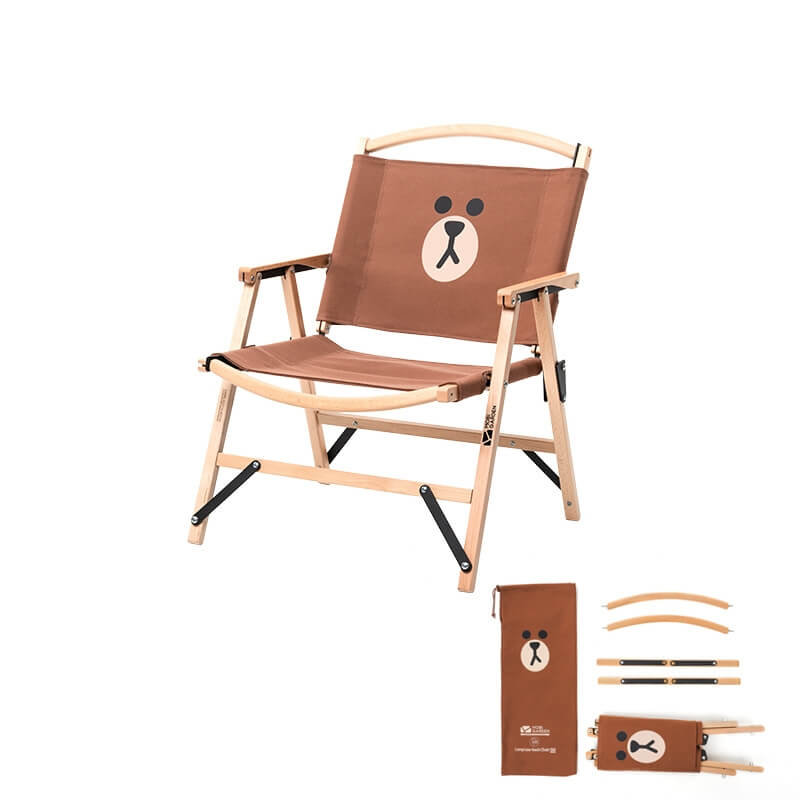 YunYi Solid Wood Folding Low-Lounge Chair - LINE FRIENDS